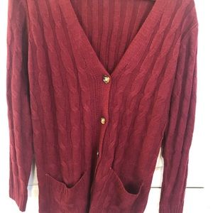 NWOT No Brand Maroon V-Neck Long Cardigan Sweater. Loose and comfortable